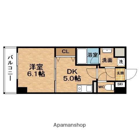 エスフォート福島EBIE(1DK/10階)の間取り写真