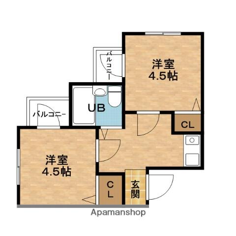 マ・メゾン鷺洲(2K/2階)の間取り写真