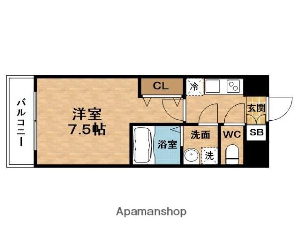 SAMTY福島PORTA(1K/2階)の間取り写真