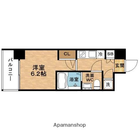 ADVANCE西梅田ラシュレ(1K/12階)の間取り写真