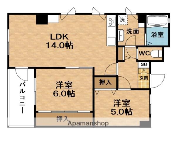 ROBERIA弐番館(2LDK/9階)の間取り写真