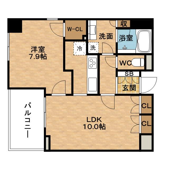 アーデンタワー福島ウエスト(1LDK/4階)の間取り写真