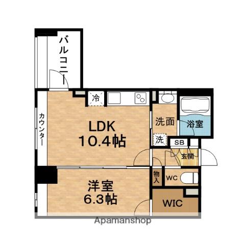 ADENタワー福島ウエスト(1LDK/7階)の間取り写真