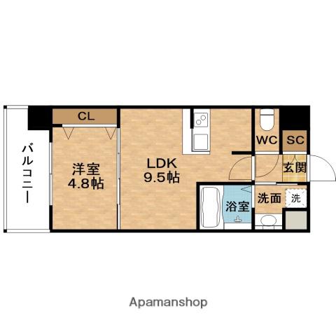 SPLENDIDE中之島ウエスト(1LDK/7階)の間取り写真