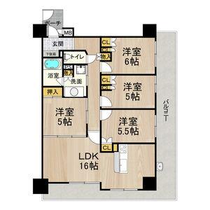 フロンティアタワー日本橋(4LDK/4階)の間取り写真