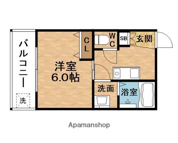 リヴァーHONJYO(1K/1階)の間取り写真