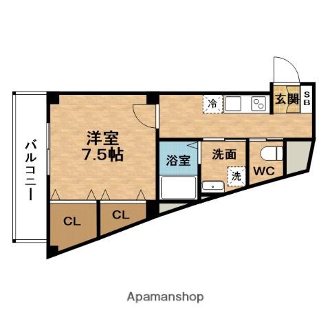 リーブル福島2(1K/3階)の間取り写真