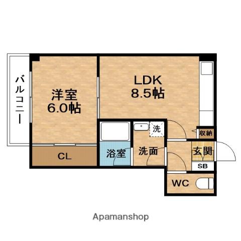 阪神HIGHグレードマンション3番館(1LDK/5階)の間取り写真