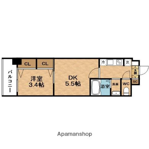 VIGORPOLIS452天神橋一丁目Ⅱ(1DK/5階)の間取り写真