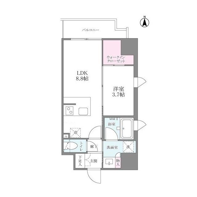 シーズンフラッツ大手前(1LDK/9階)の間取り写真