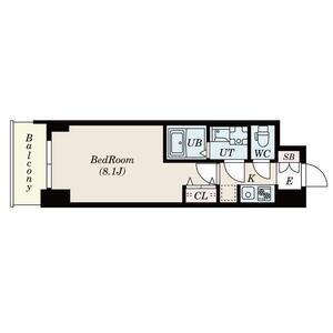 S-RESIDENCE阿波座ウエスト(1K/13階)の間取り写真