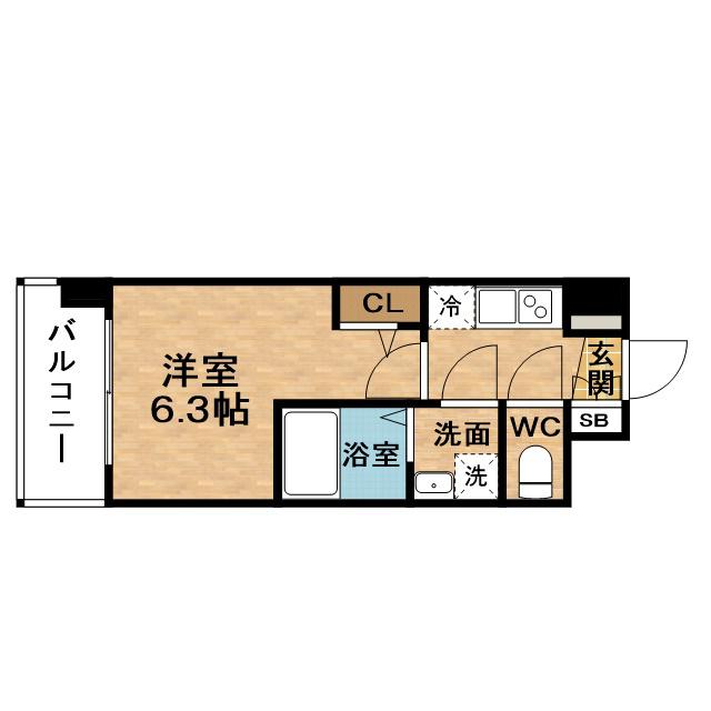 ESLEADレジデンス大阪福島イースト(1K/6階)の間取り写真