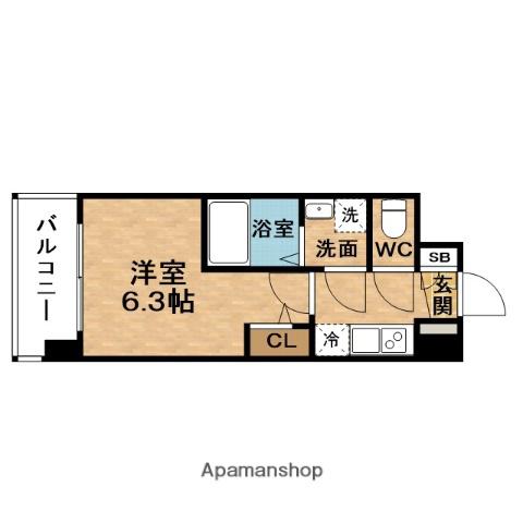 ESLEADレジデンス大阪福島イースト(1K/2階)の間取り写真