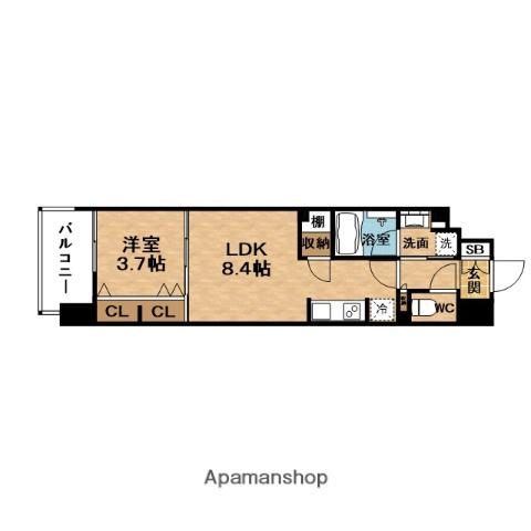 URBANEX同心Ⅱ(1LDK/14階)の間取り写真