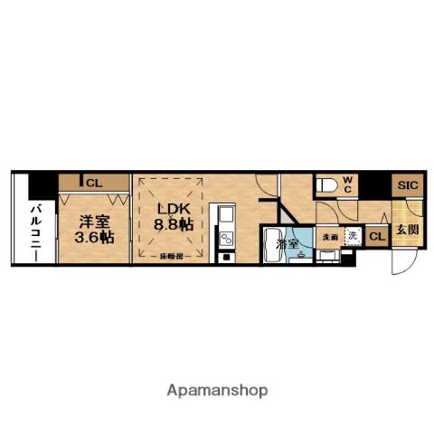 URBANEX同心Ⅱ(1LDK/12階)の間取り写真