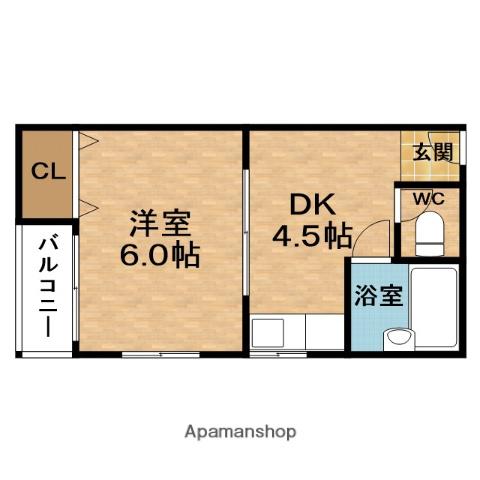 淀川マンション(1DK/3階)の間取り写真