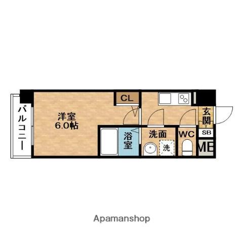 ESLEADレジデンスグラン大阪福島ノース(1K/6階)の間取り写真