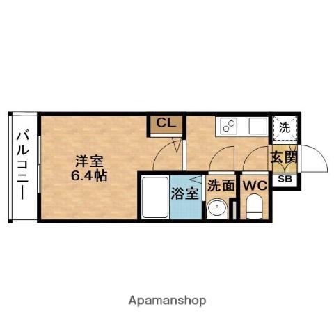 ESLEADレジデンスグラン大阪福島ノース(1K/2階)の間取り写真