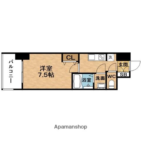 PRIMEURBAN南森町(1K/10階)の間取り写真