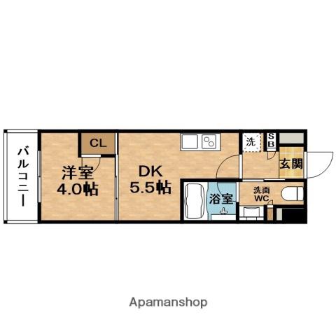 THE PARKHABIO同心(1DK/10階)の間取り写真