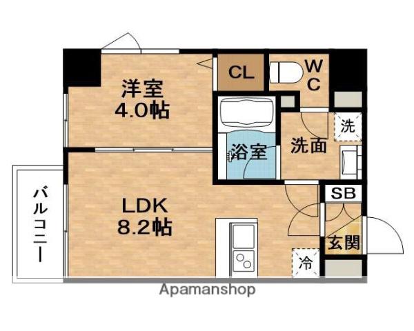 BUENAVISTA梅田イースト(1LDK/8階)の間取り写真