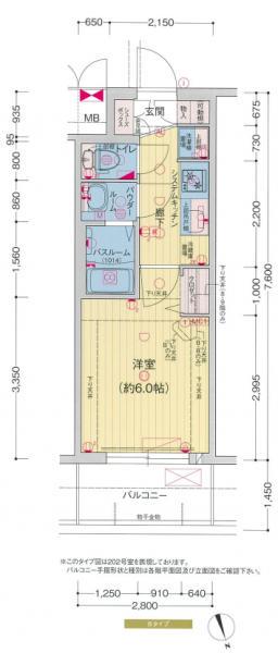 プレサンスドームシティ(1K/7階)の間取り写真
