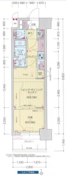 プレサンス堺筋本町エグゼブラン(1LDK/5階)の間取り写真