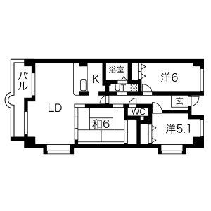 カルムフォーレ千里山(3LDK/3階)の間取り写真