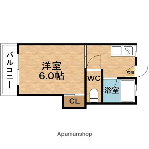 本庄シティーハウスA棟(1K/2階)の間取り写真