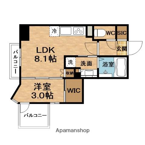 ソルティア大阪同心(1LDK/3階)の間取り写真