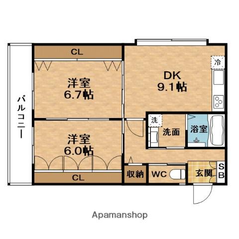大阪メトロ谷町線 南森町駅 徒歩9分 8階建 築32年(2DK/5階)の間取り写真