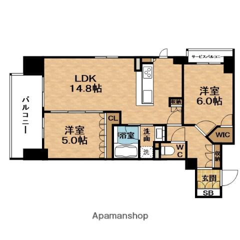 ジェイピーNOIE同心(2LDK/14階)の間取り写真