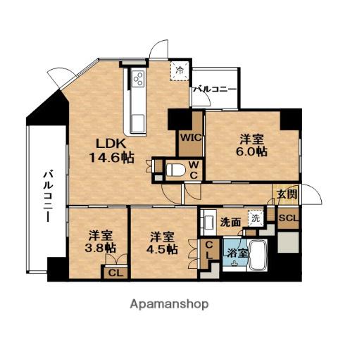 ソルティア東梅田(3LDK/14階)の間取り写真