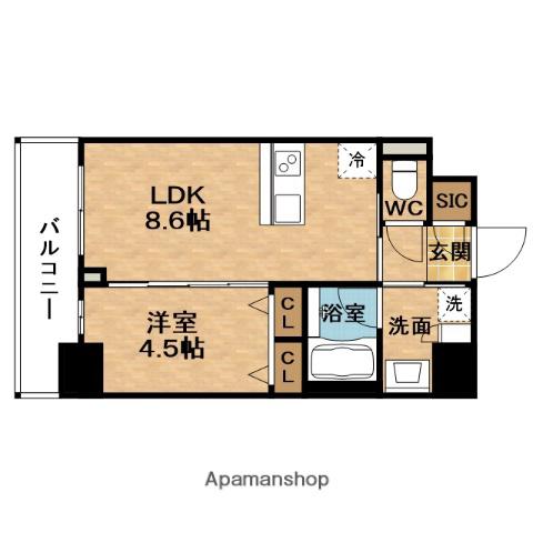 エス-RESIDENCE福島DIVERSE(1LDK/9階)の間取り写真