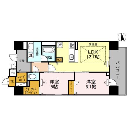 IBC RESIDENCE ウエスト(2LDK/9階)の間取り写真