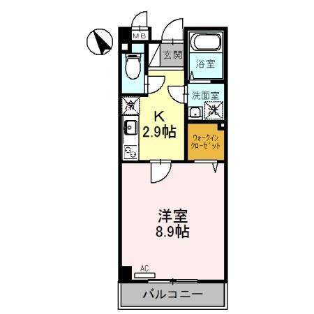 ジョイーレ(1K/1階)の間取り写真