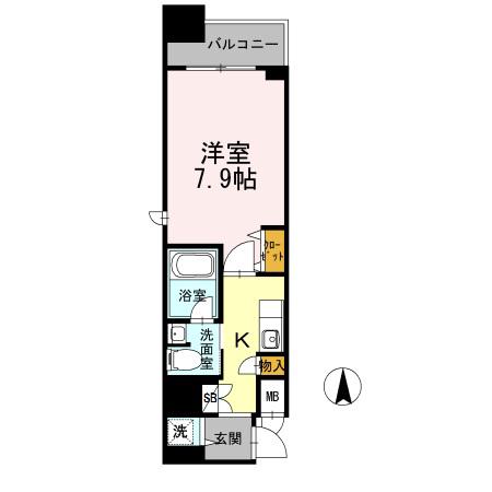 カスタリア堺筋本町(1K/5階)の間取り写真