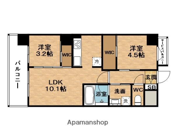 URBANEX中崎町Ⅱ(2LDK/7階)の間取り写真