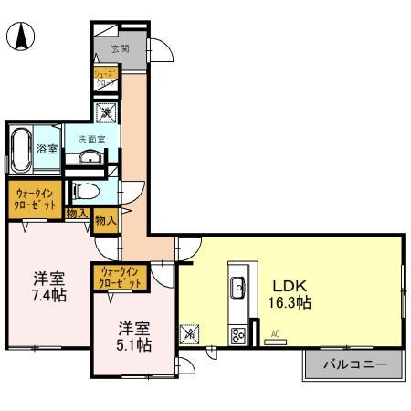 グランドール清水(2LDK/2階)の間取り写真