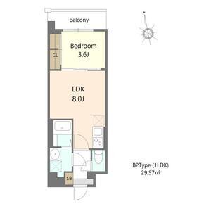 ALIVIS緑橋(1LDK/4階)の間取り写真