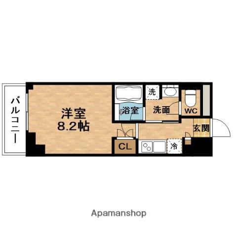 CREST COURT堂島(1K/9階)の間取り写真