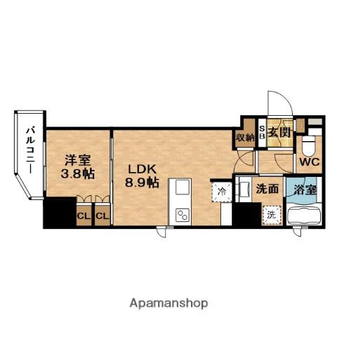 CREST COURT堂島(1LDK/4階)の間取り写真