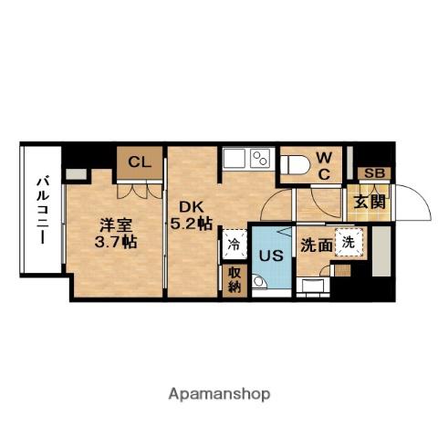 クレアティフ堂島(1DK/8階)の間取り写真
