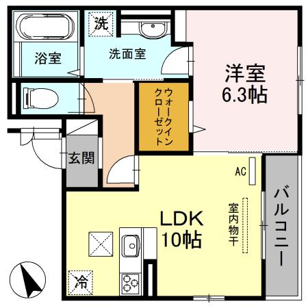 グリーンコート(1LDK/1階)の間取り写真