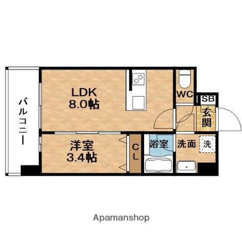 ESLEADレジデンス大阪福島シティスクエア(1LDK/9階)の間取り写真