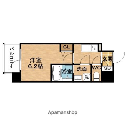 ESLEADレジデンス大阪福島シティスクエア(1K/7階)の間取り写真