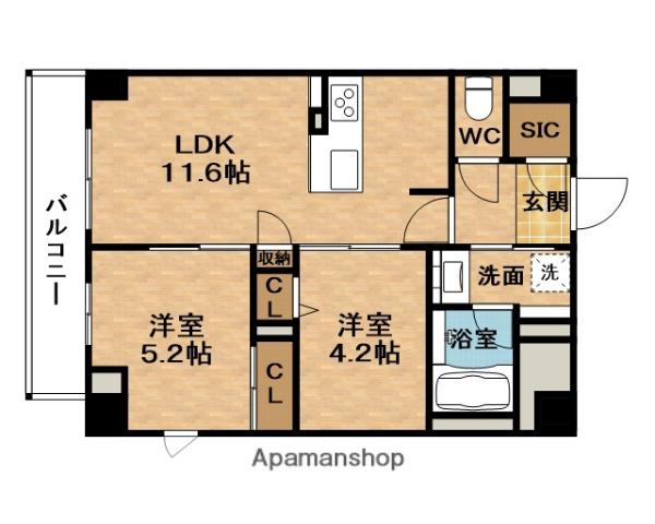 CENT LIVIE大阪梅田(2LDK/5階)の間取り写真