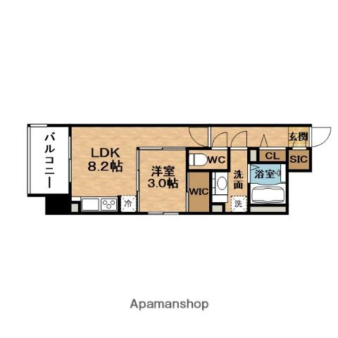 S-RESIDENCE天満橋AR(1LDK/8階)の間取り写真