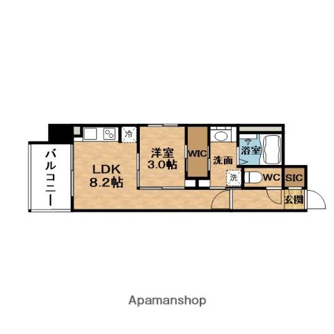 S-RESIDENCE天満橋AR(1LDK/7階)の間取り写真