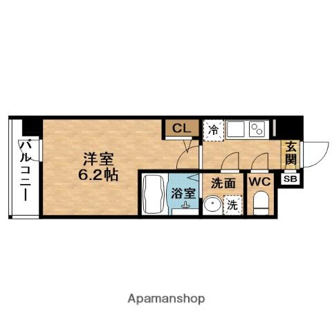 エスリードレジデンス梅田クラスシティ(1K/7階)の間取り写真